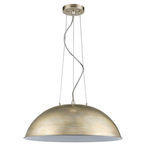 Homeroots Layla 1-light Washed Gold Bowl Pendant With Gloss White Interior Shade   398251