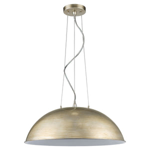 Homeroots Layla 1-light Washed Gold Bowl Pendant With Gloss White Interior Shade   398251
