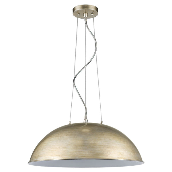 Homeroots Layla 1-light Washed Gold Bowl Pendant With Gloss White Interior Shade   398251