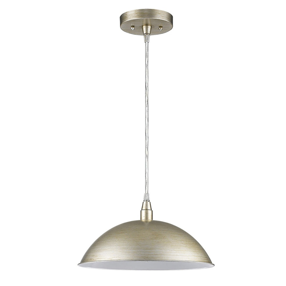 Homeroots Silver Metal Hanging Light With Dome Shade   398253