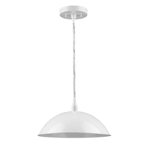 Homeroots White Metal Hanging Light With Dome Shade   398254