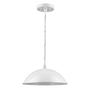 Homeroots White Metal Hanging Light With Dome Shade   398254