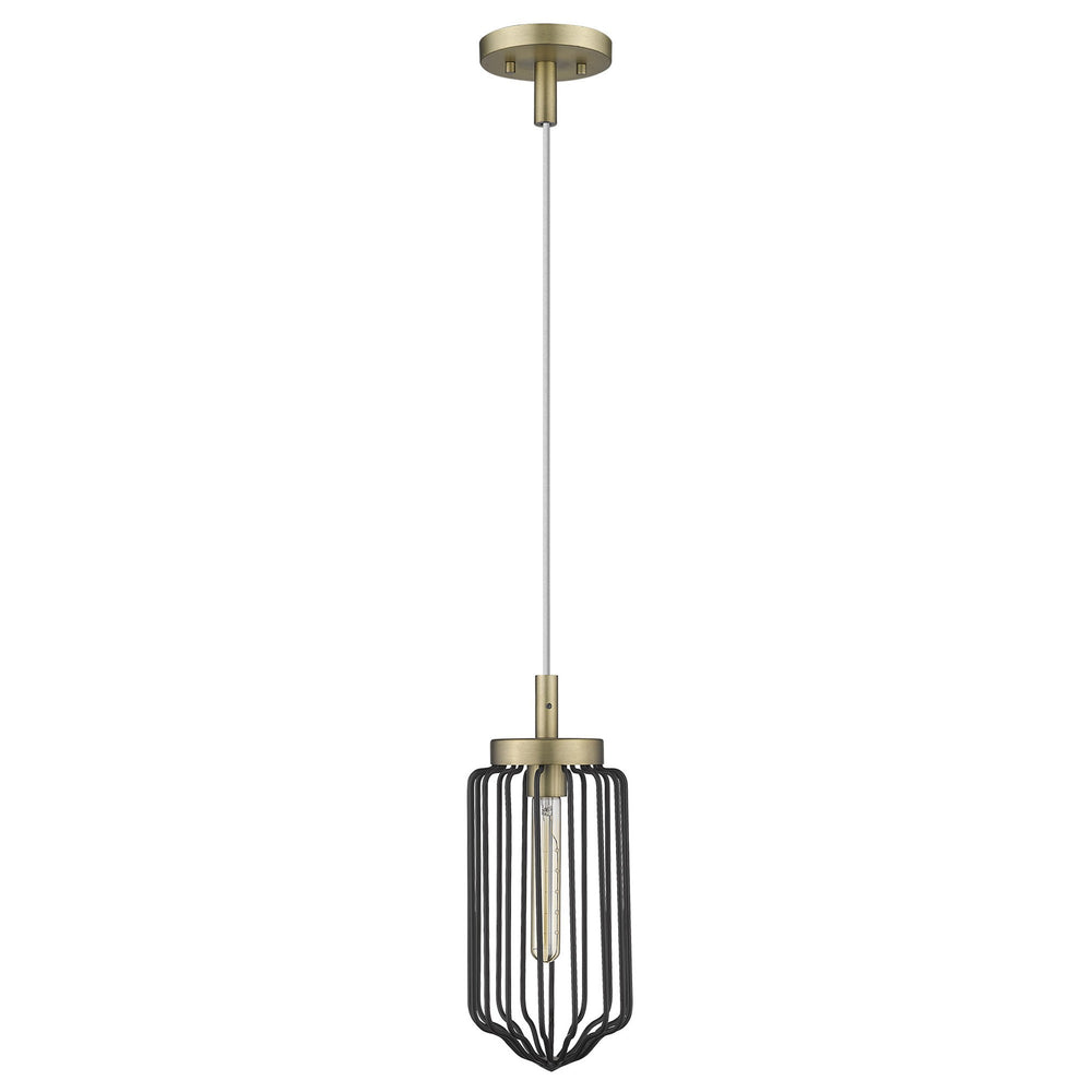 Homeroots Gold And Black Metal Cage Pendant Hanging Light   398256