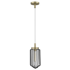 Homeroots Gold And Black Metal Cage Pendant Hanging Light   398256