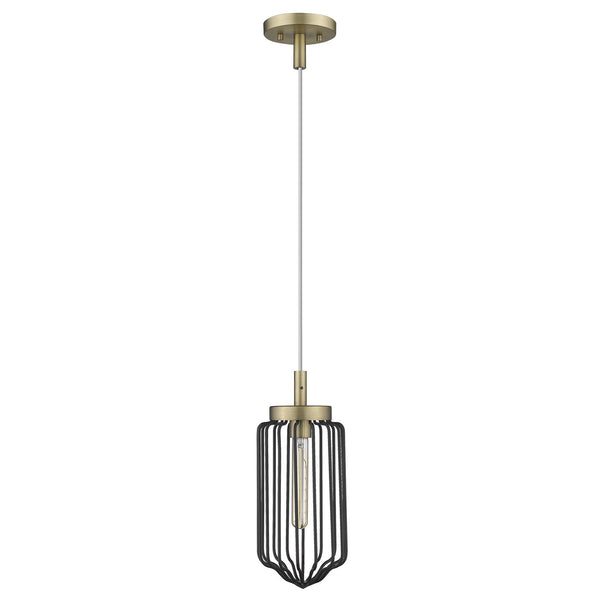 Homeroots Gold And Black Metal Cage Pendant Hanging Light   398256