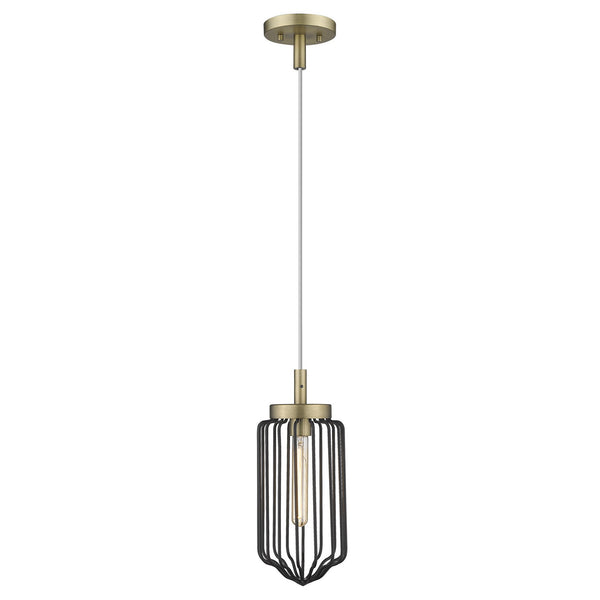 Homeroots Gold And Black Metal Cage Pendant Hanging Light   398256