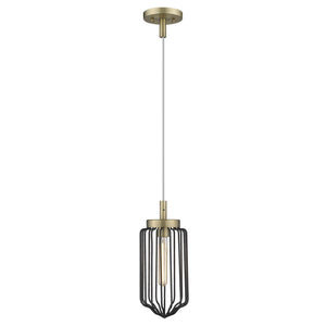 Homeroots Gold And Black Metal Cage Pendant Hanging Light   398256