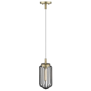 Homeroots Gold And Black Metal Cage Pendant Hanging Light   398256