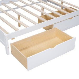 English Elm Wooden Full Size DayBed with Trundle, Pine Frame, Dual Storage Shelf and Built-in USB Charging Ports White 57.7 L x 16.25 W x 6.7 H N733S347772K