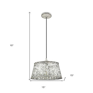 HomeRoots Iris Aged Ivory Pendant Light – Modern Geometric Design for Farmhouse Charm in Any Room! 398259
