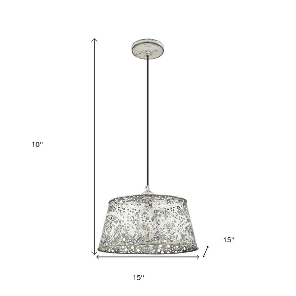 HomeRoots Iris Aged Ivory Pendant Light – Modern Geometric Design for Farmhouse Charm in Any Room! 398259