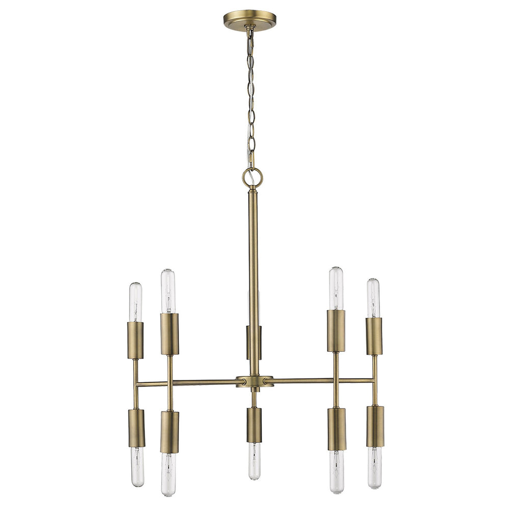 Homeroots Brass Candle Style Ten Light Metal Dimmable Chandelier   398263