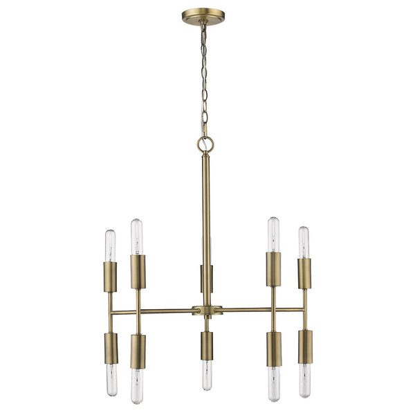Homeroots Brass Candle Style Ten Light Metal Dimmable Chandelier   398263