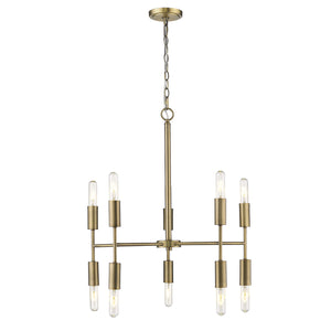 Homeroots Brass Candle Style Ten Light Metal Dimmable Chandelier   398263