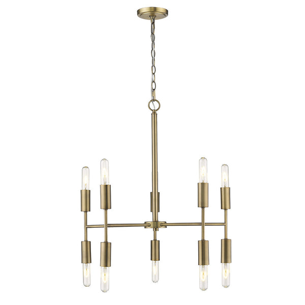Homeroots Brass Candle Style Ten Light Metal Dimmable Chandelier   398263
