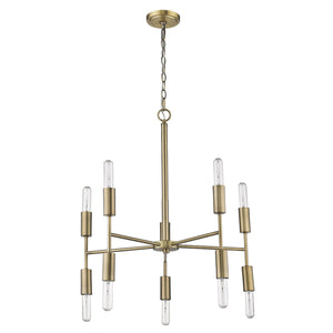Homeroots Brass Candle Style Ten Light Metal Dimmable Chandelier   398263