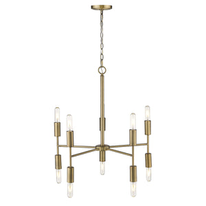 Homeroots Brass Candle Style Ten Light Metal Dimmable Chandelier   398263