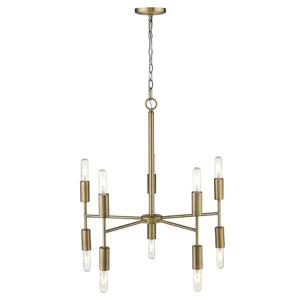 Homeroots Brass Candle Style Ten Light Metal Dimmable Chandelier   398263