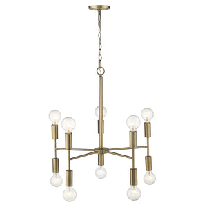 Homeroots Brass Candle Style Ten Light Metal Dimmable Chandelier   398263