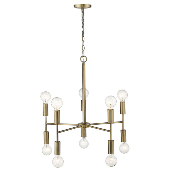 Homeroots Brass Candle Style Ten Light Metal Dimmable Chandelier   398263