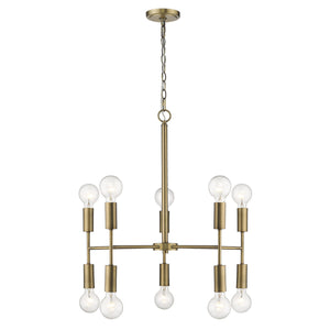 Homeroots Brass Candle Style Ten Light Metal Dimmable Chandelier   398263