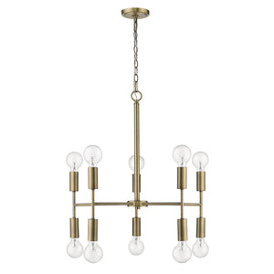 Homeroots Brass Candle Style Ten Light Metal Dimmable Chandelier   398263