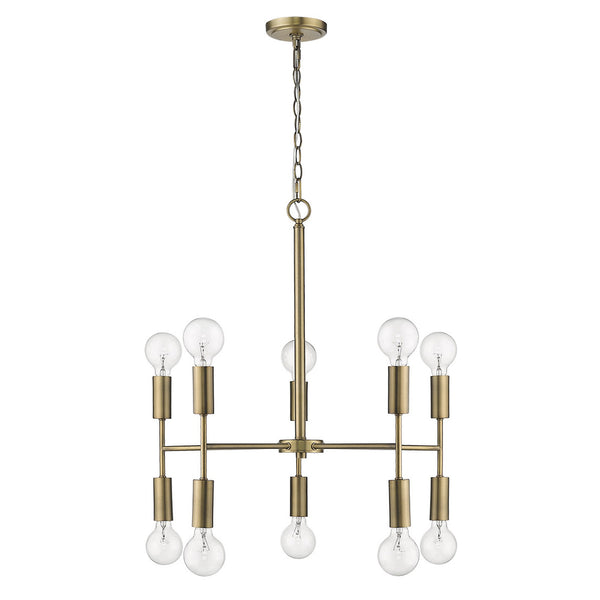 Homeroots Brass Candle Style Ten Light Metal Dimmable Chandelier   398263