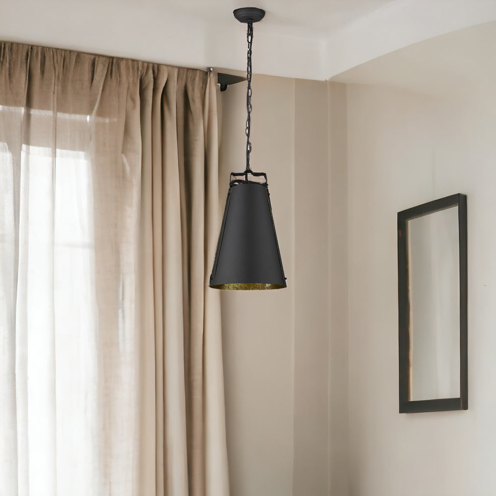 Homeroots Faza 1-light Matte Black Pendant   398269