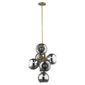 Homeroots Lunette 6-light Aged Brass Pendant   398277