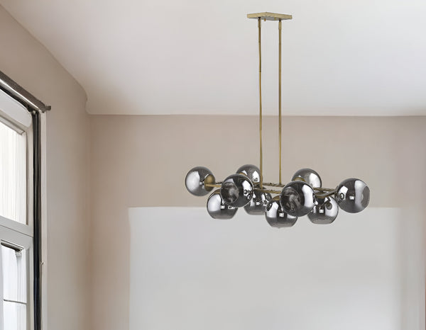 Homeroots Lunette 10-light Aged Brass Island Pendant   398278