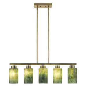 HomeRoots Monet 5-Light Brass Pendant Chandelier with Color-Changing Glass Shades for Modern Elegance & Warmth 398280