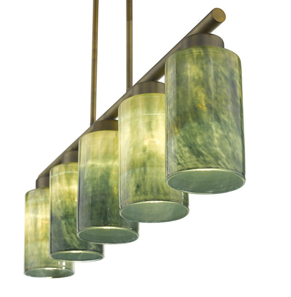 HomeRoots Monet 5-Light Brass Pendant Chandelier with Color-Changing Glass Shades for Modern Elegance & Warmth 398280