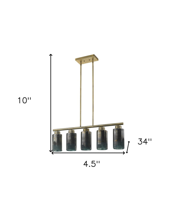 HomeRoots Monet 5-Light Brass Pendant Chandelier with Color-Changing Glass Shades for Modern Elegance & Warmth 398280