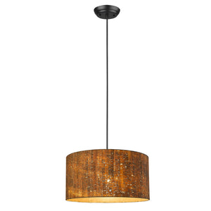 Homeroots Matte Black Cork Shade Modern One Light Hanging Pendent Lamp   398291