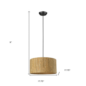 Homeroots Matte Black Cork Shade Modern One Light Hanging Pendent Lamp   398291