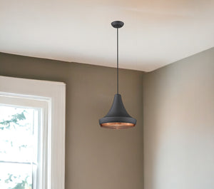 Homeroots Tholos 1-light Matte Black Pendant   398294
