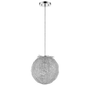 Homeroots Contemporary Silver Globe Pendant Hanging Light   398298