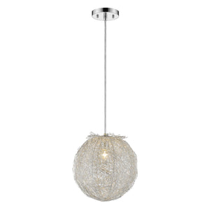Homeroots Contemporary Silver Globe Pendant Hanging Light   398298