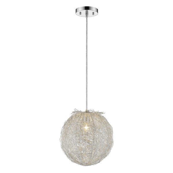 Homeroots Contemporary Silver Globe Pendant Hanging Light   398298