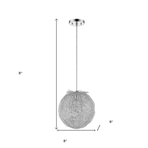 Homeroots Contemporary Silver Globe Pendant Hanging Light   398298