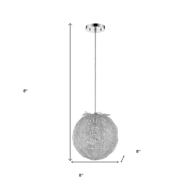 Homeroots Contemporary Silver Globe Pendant Hanging Light   398298