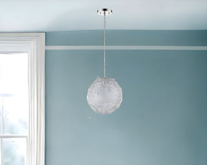 Homeroots Contemporary Silver Globe Pendant Hanging Light   398298