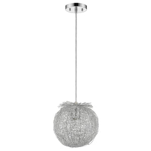 Homeroots Distratto 1-light Polished Chrome Pendant Enmeshed Aluminum Wire Shade (12")   398299