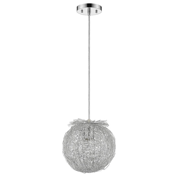 Homeroots Distratto 1-light Polished Chrome Pendant Enmeshed Aluminum Wire Shade (12")   398299