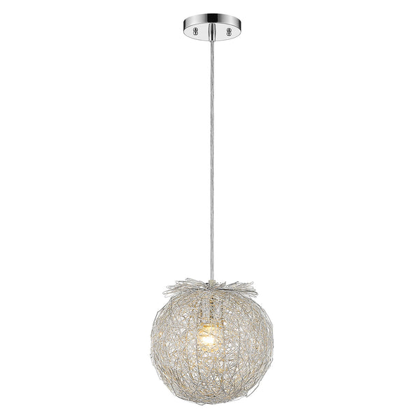 Homeroots Distratto 1-light Polished Chrome Pendant Enmeshed Aluminum Wire Shade (12")   398299