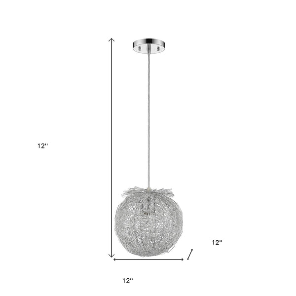 Homeroots Distratto 1-light Polished Chrome Pendant Enmeshed Aluminum Wire Shade (12")   398299