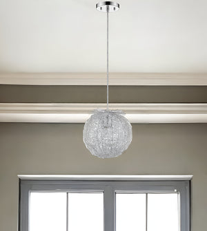 Homeroots Distratto 1-light Polished Chrome Pendant Enmeshed Aluminum Wire Shade (12")   398299