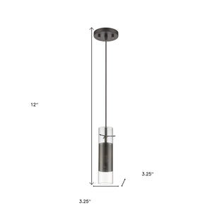 Homeroots Glass And Bronze Mesh Shade Hanging Light   398300