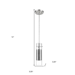 Homeroots Glass And Silver Mesh Shade Hanging Light   398302