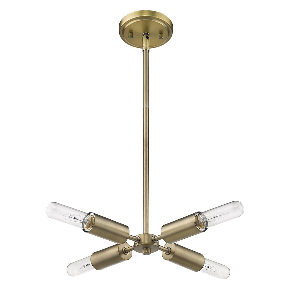 Homeroots Gold Four Light Metal Dimmable Chandelier   398304